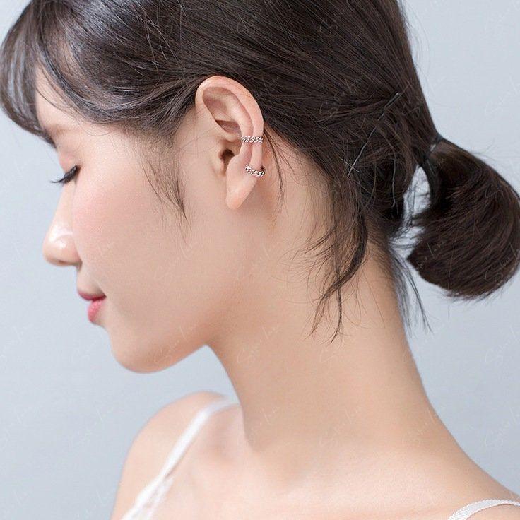 Link chain sterling silver ear cuffs