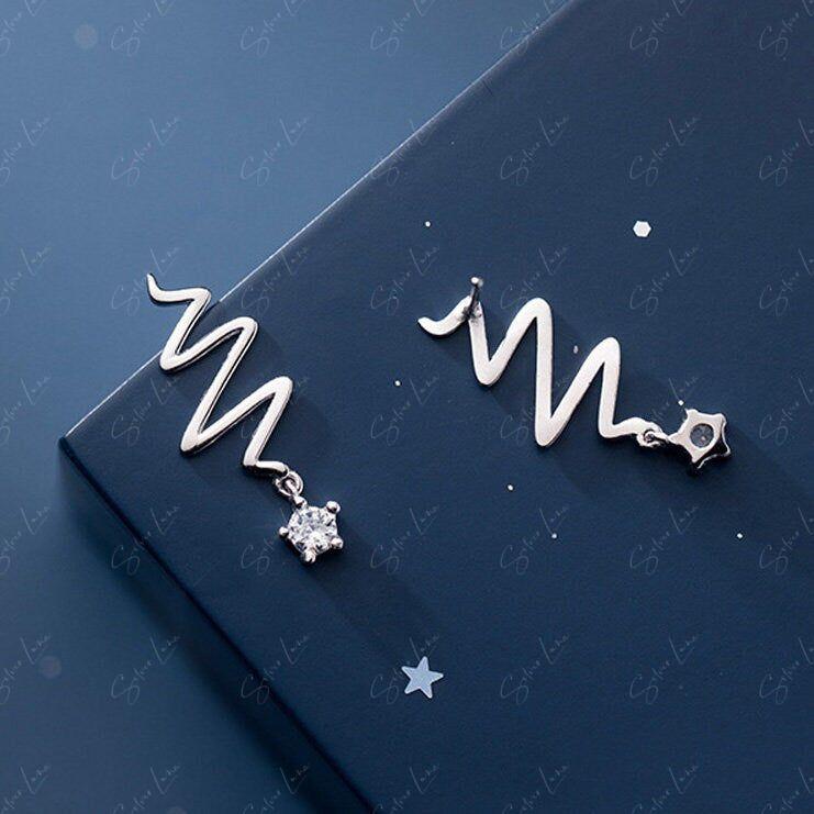 wavy stardrop stud earrings