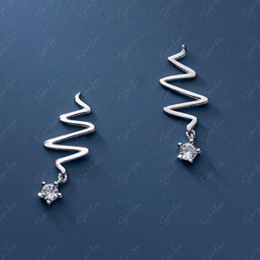 wavy stone drop stud earrings