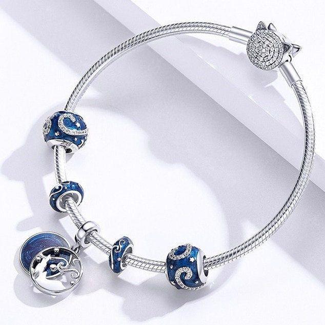 Van Gogh starry sky sterling silver dangle charm