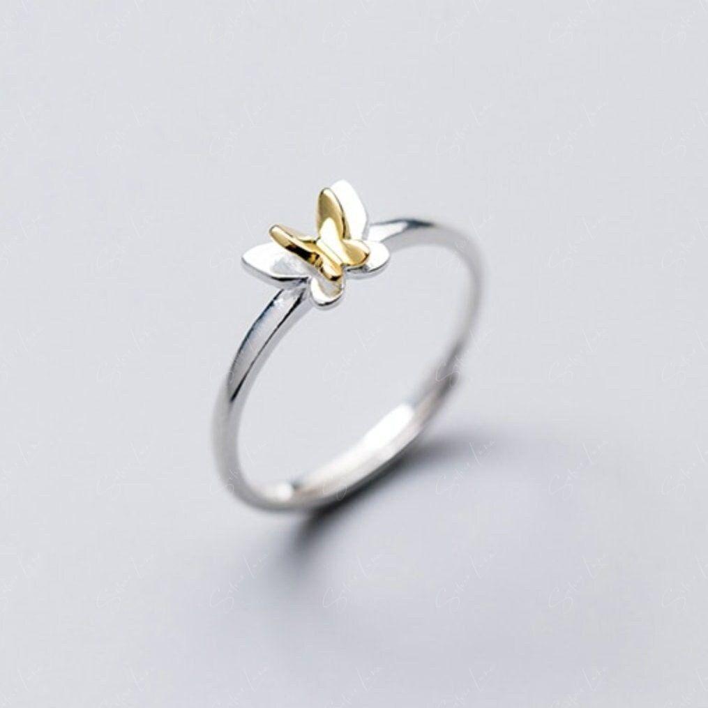 Two wings butterfly adjustable sterling silver ring