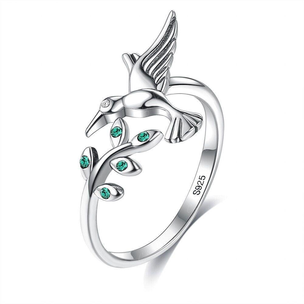 swallow bird adjustable ring in sterling silver