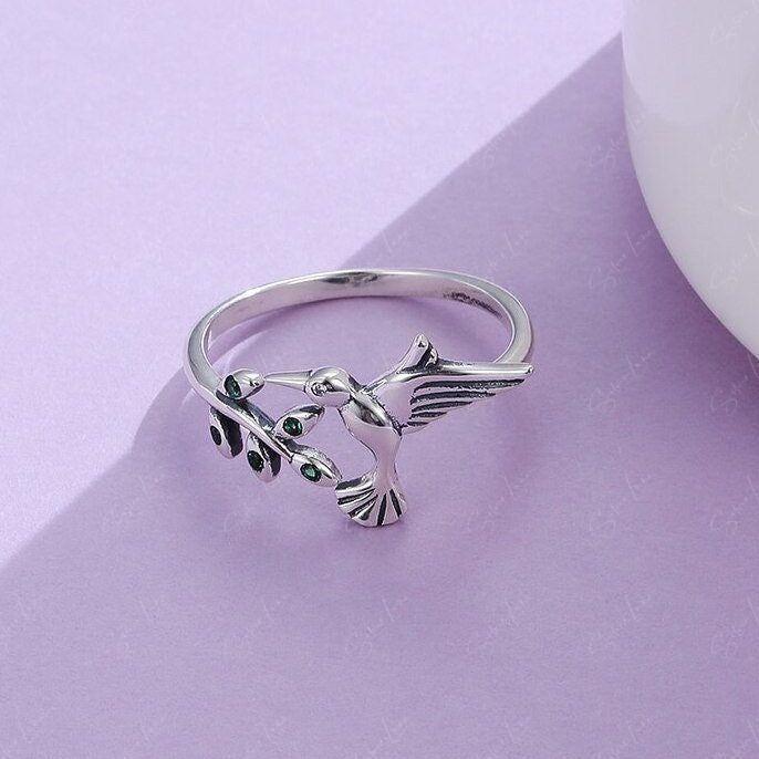 swallow bird adjustable ring in sterling silver