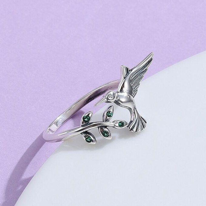 swallow bird adjustable ring in sterling silver