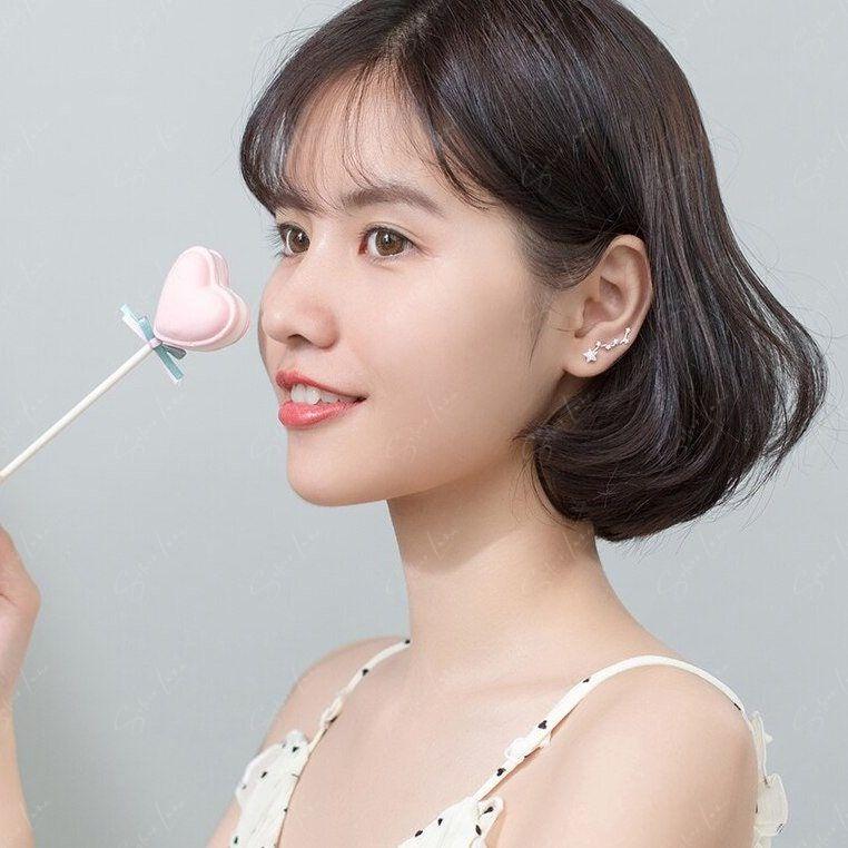 Shooting stars cubic zirconia ear climber stud earrings