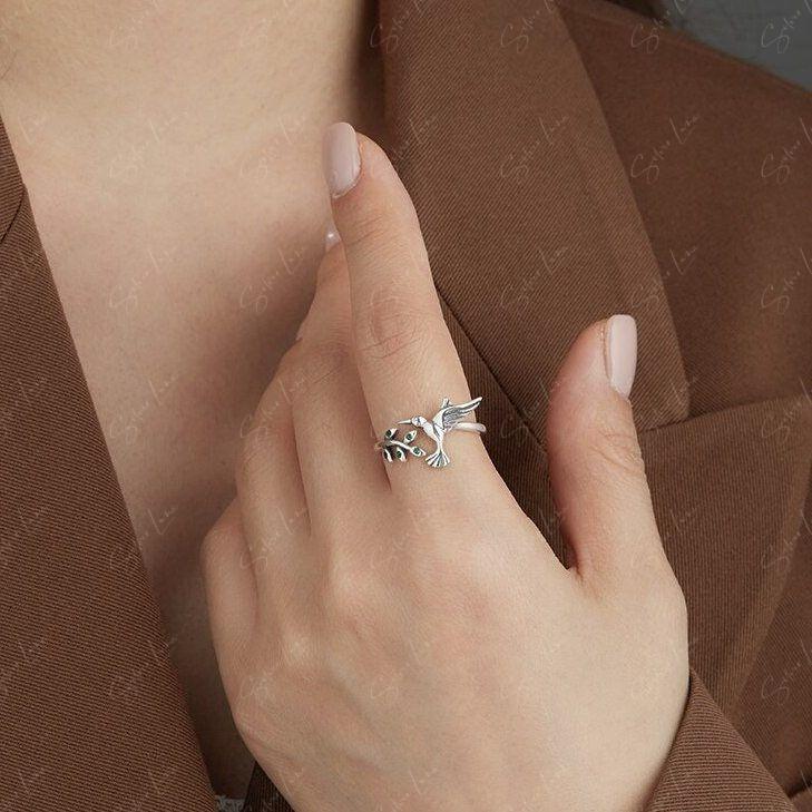 swallow bird adjustable ring in sterling silver