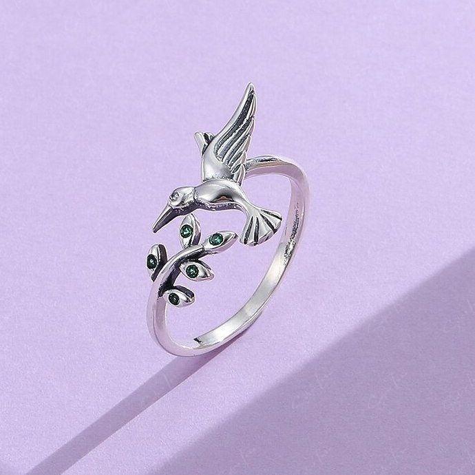 swallow bird adjustable ring in sterling silver
