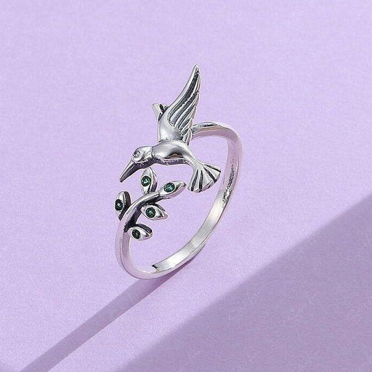 swallow bird adjustable ring in sterling silver
