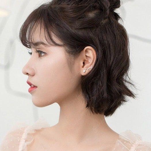 Shooting stars cubic zirconia ear climber stud earrings