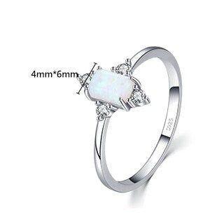 Opal gemstone silver ring