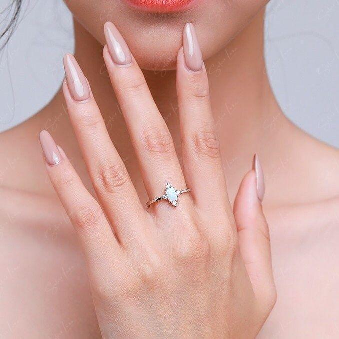 Opal gemstone silver ring