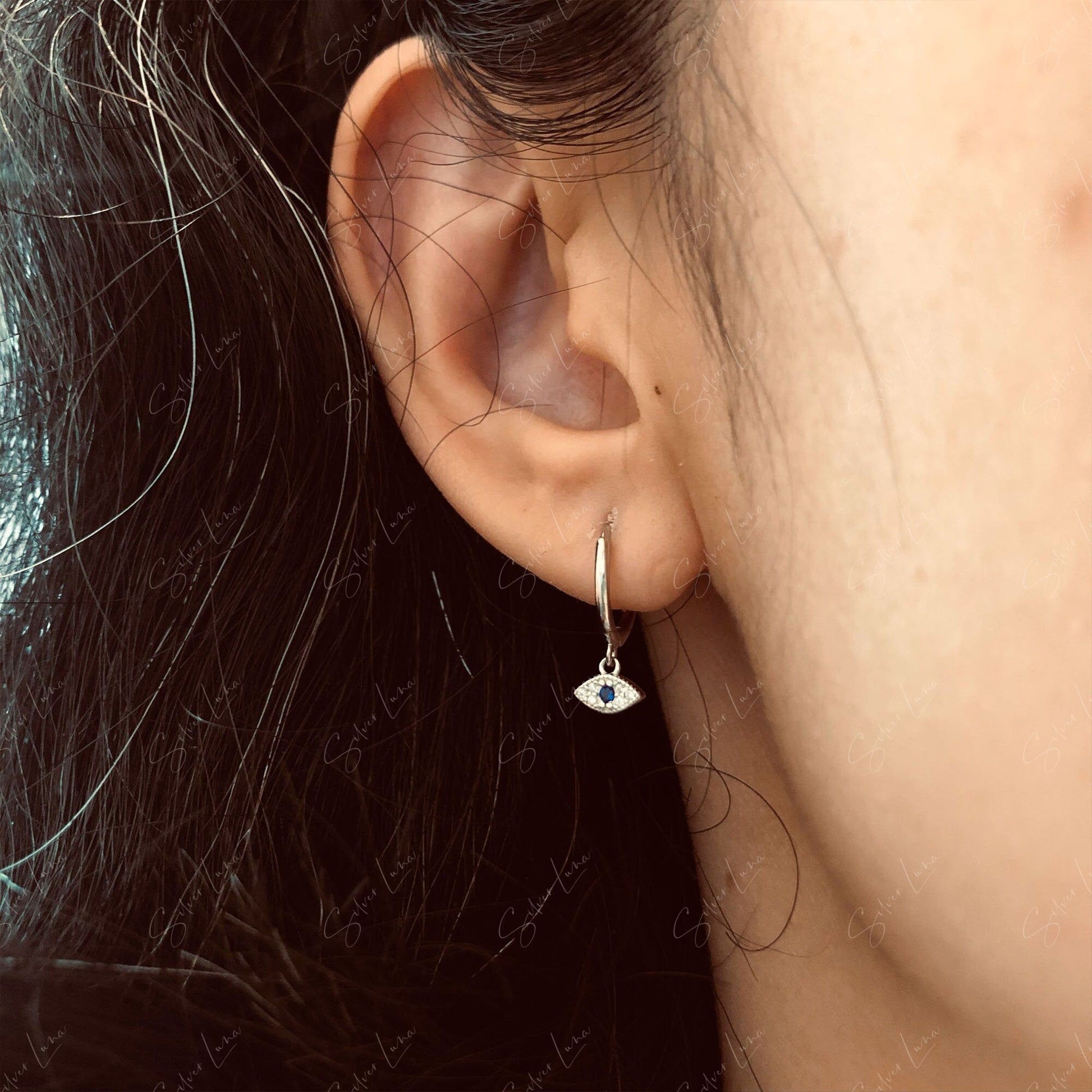 evil eye hoop earrings