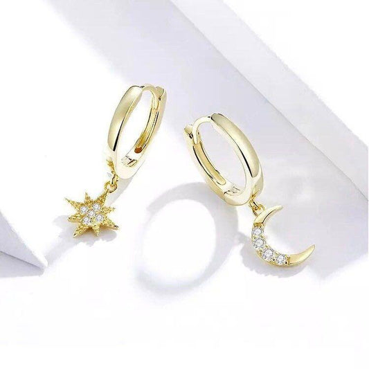 moon and star hoop earrings