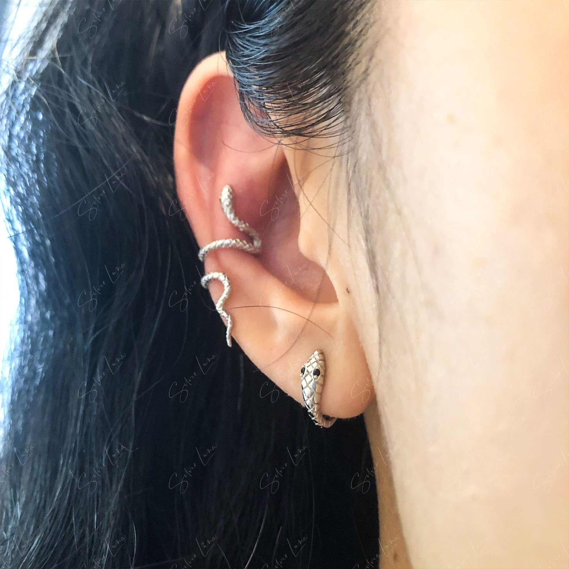 Cleopatra serpentine snake hoop earrings