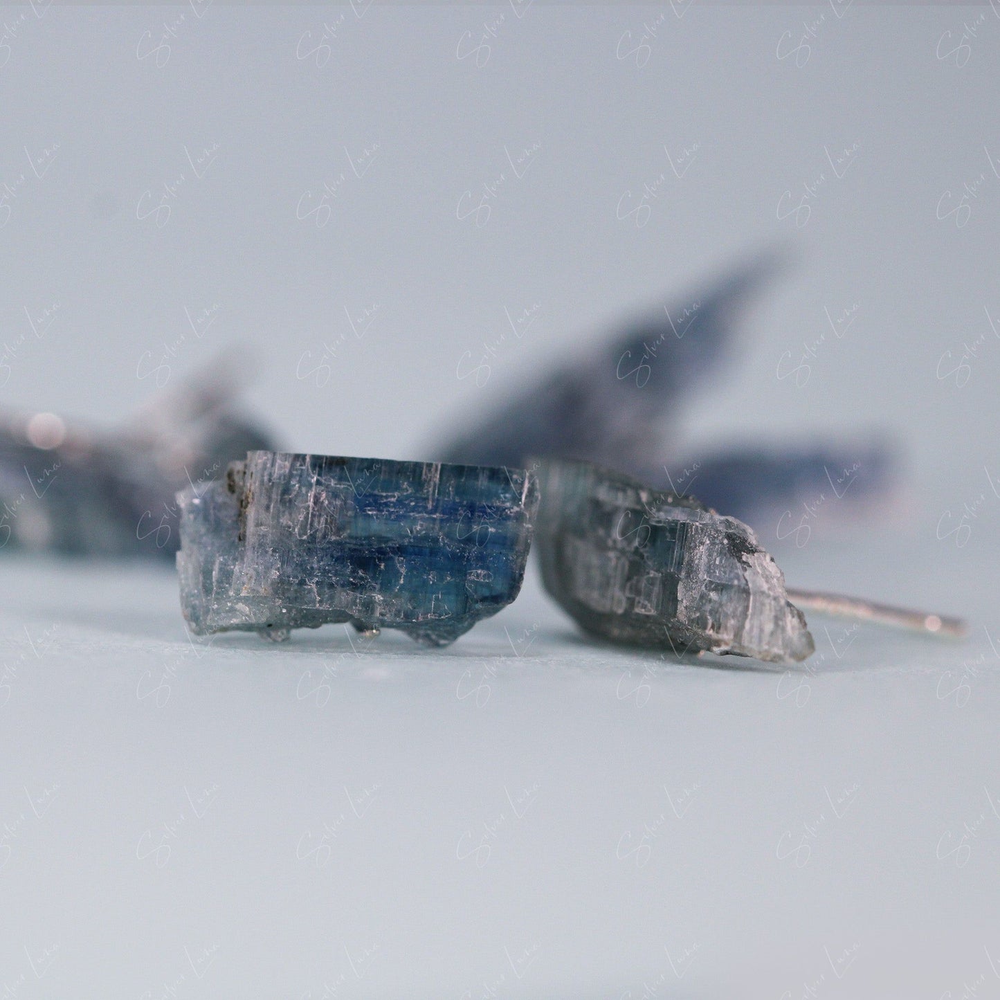 Kyanite natural stone stud earrings