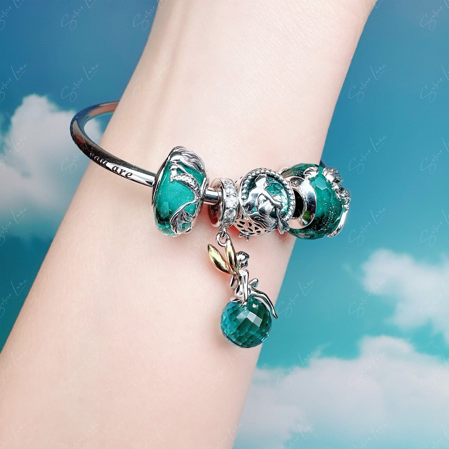 elf fairy on crystal ball dangle charm