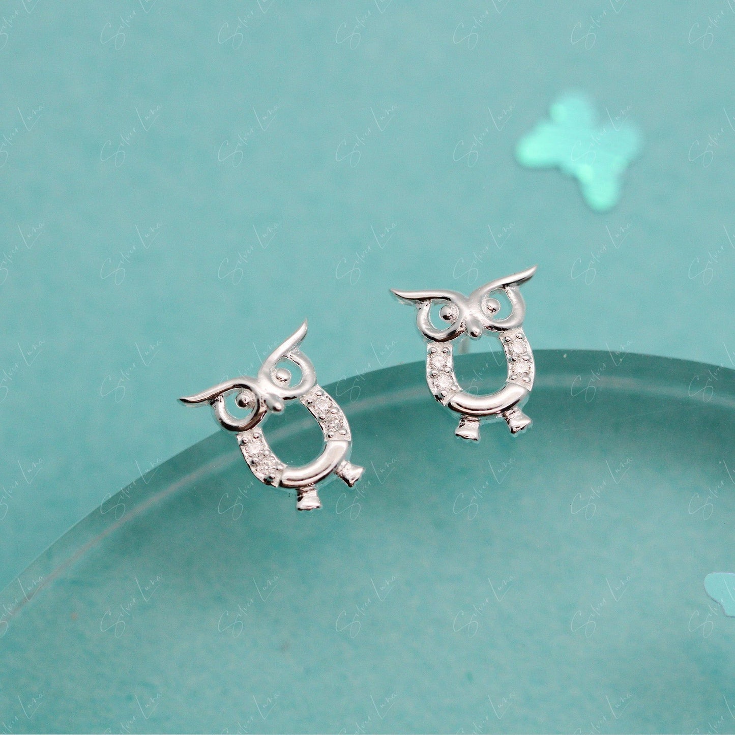 Cute owl sterling silver stud earrings