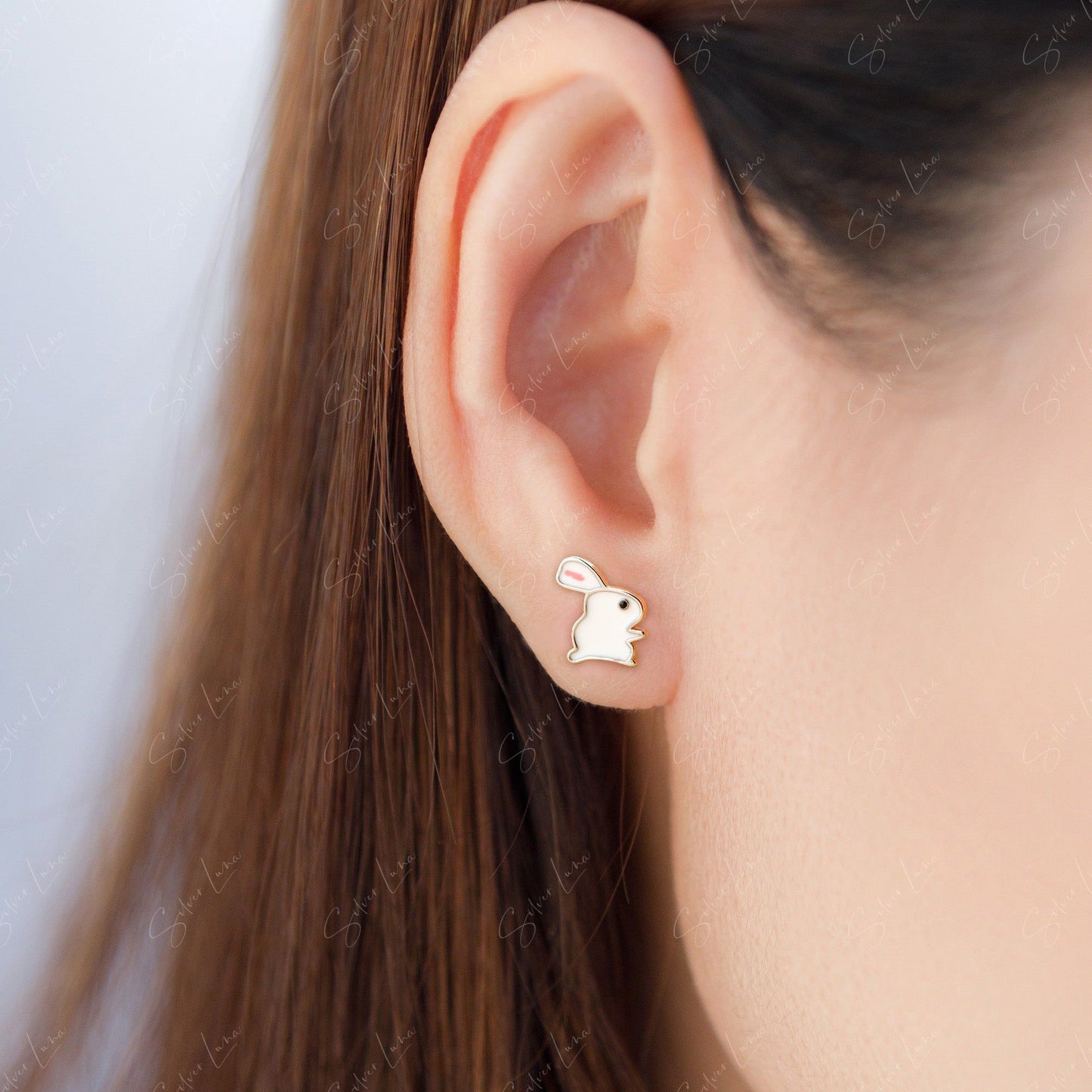 bunny stud earrings
