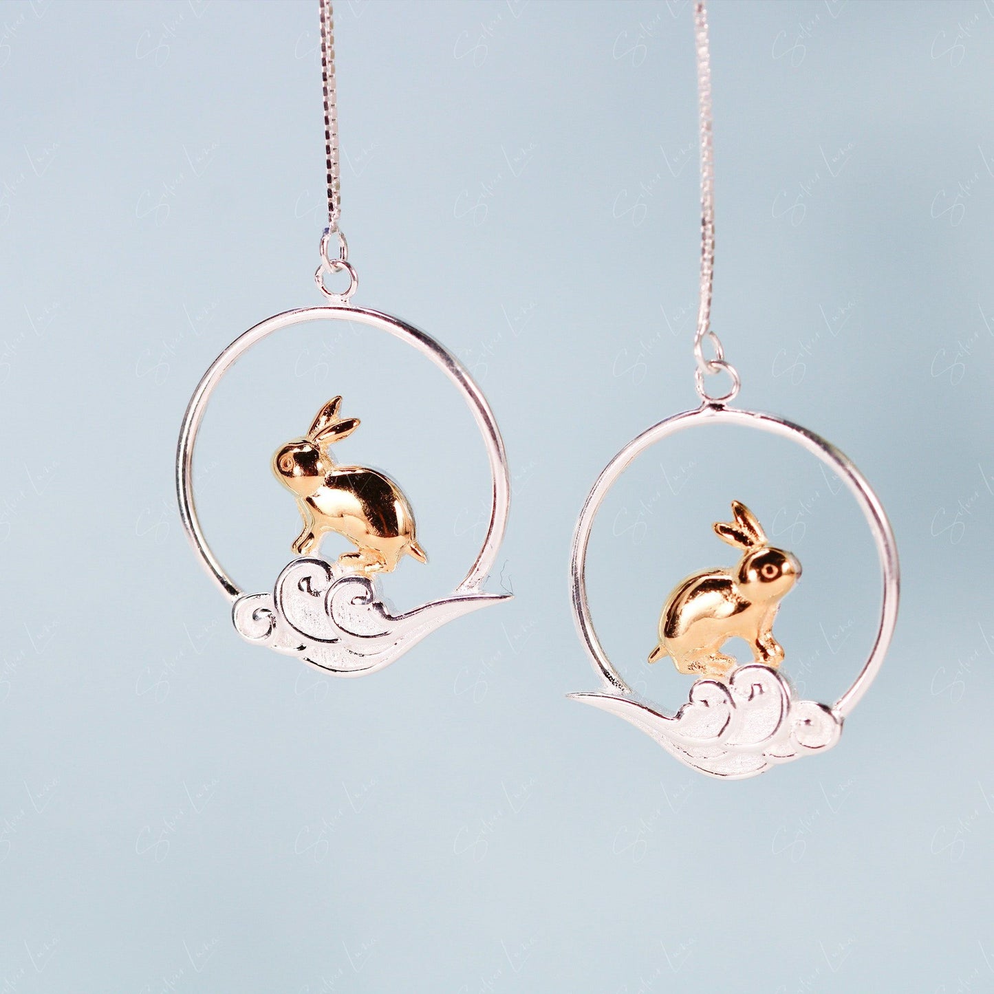 The moon rabbit dangle drop earrings