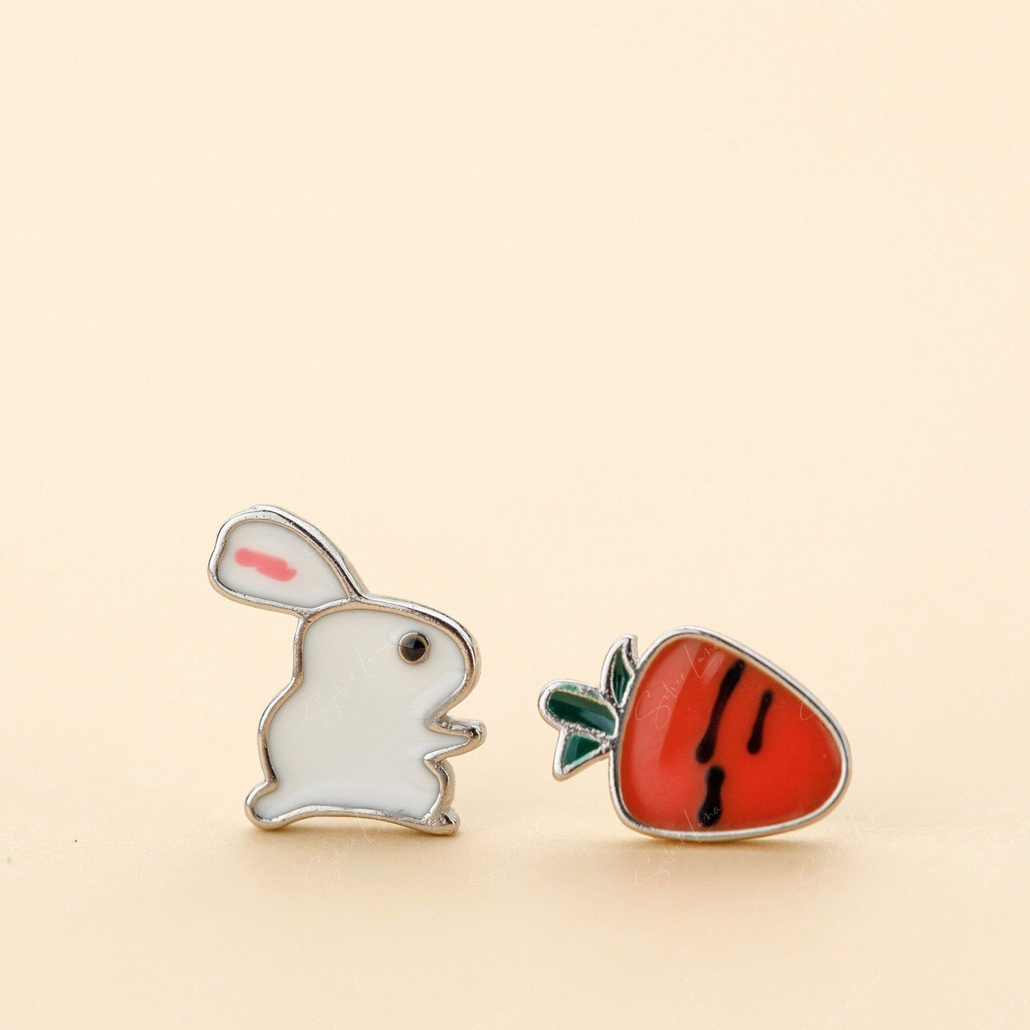 rabbit and carrot stud earrings