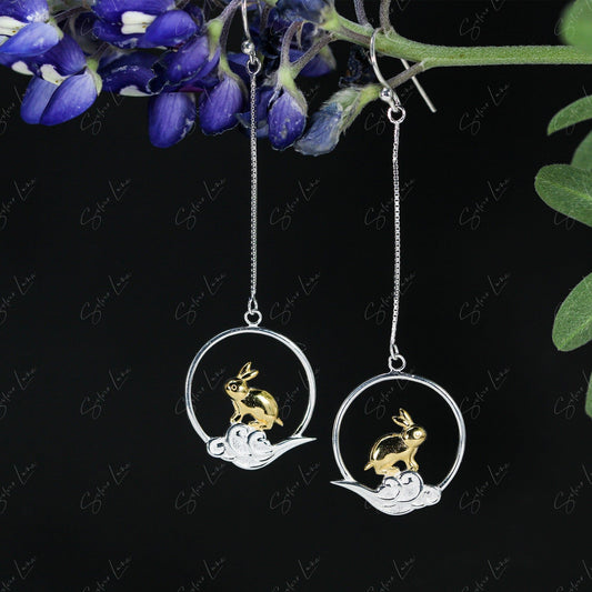 The moon rabbit dangle drop earrings