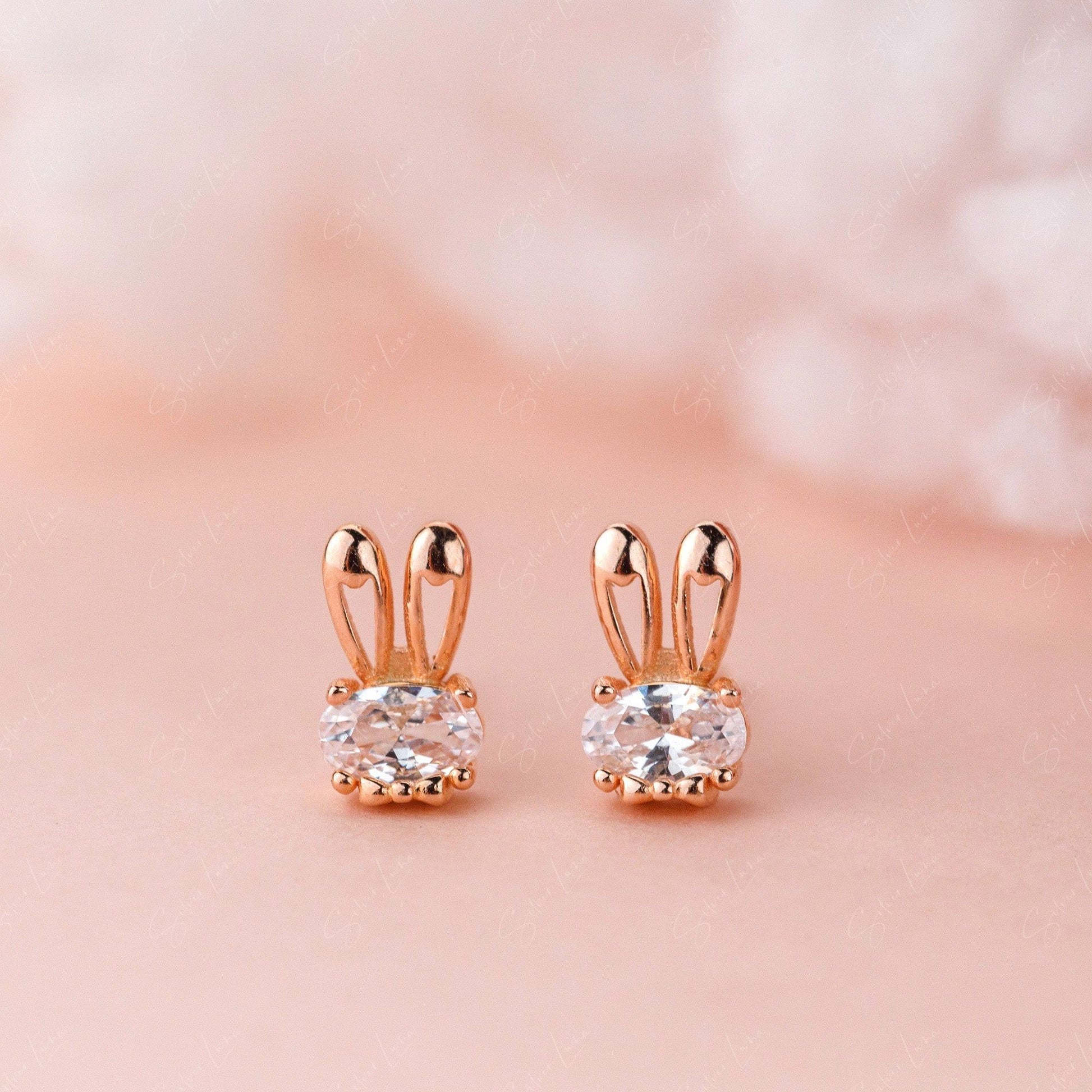 rabbit bunny ear stud earrings