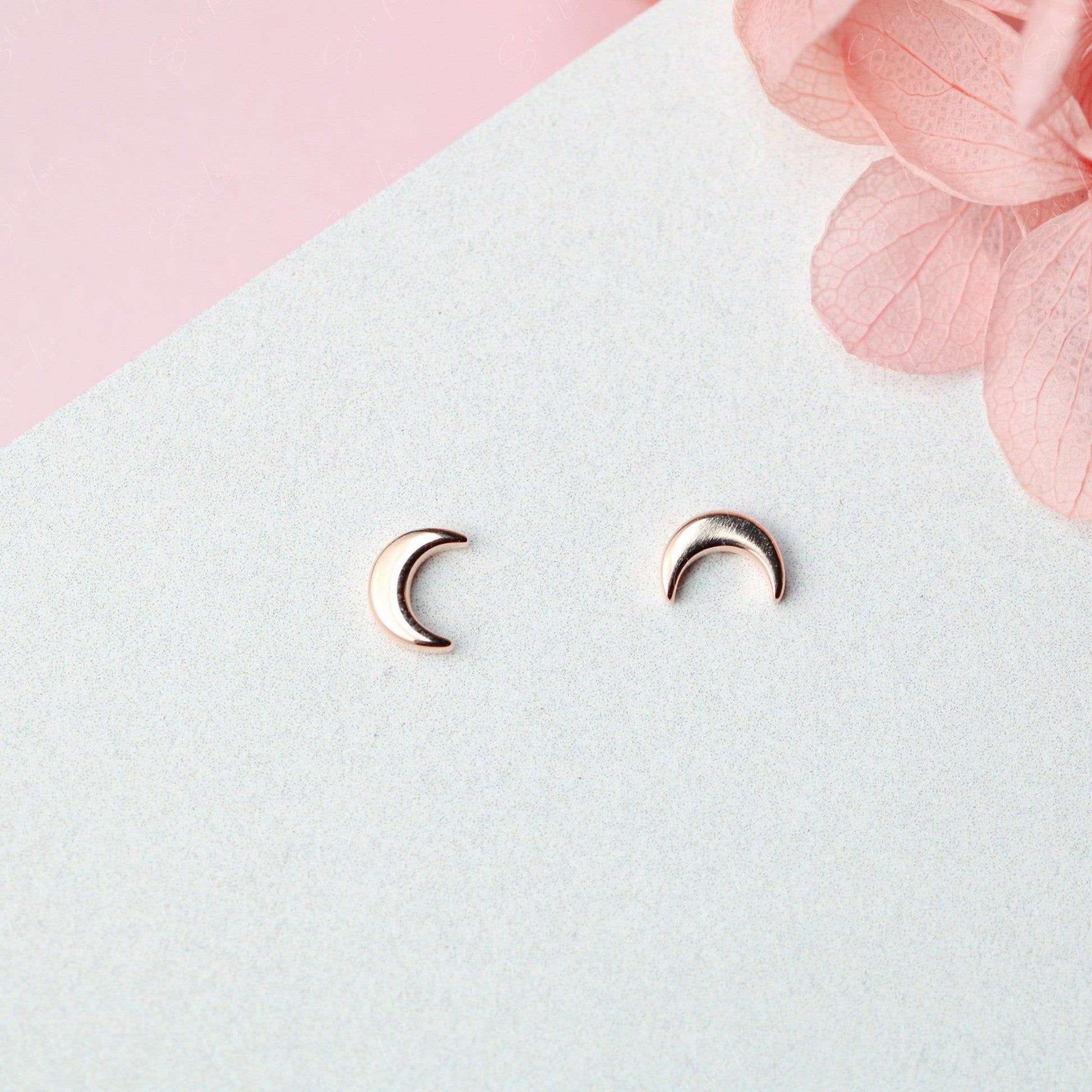 crescent moon stud earrings