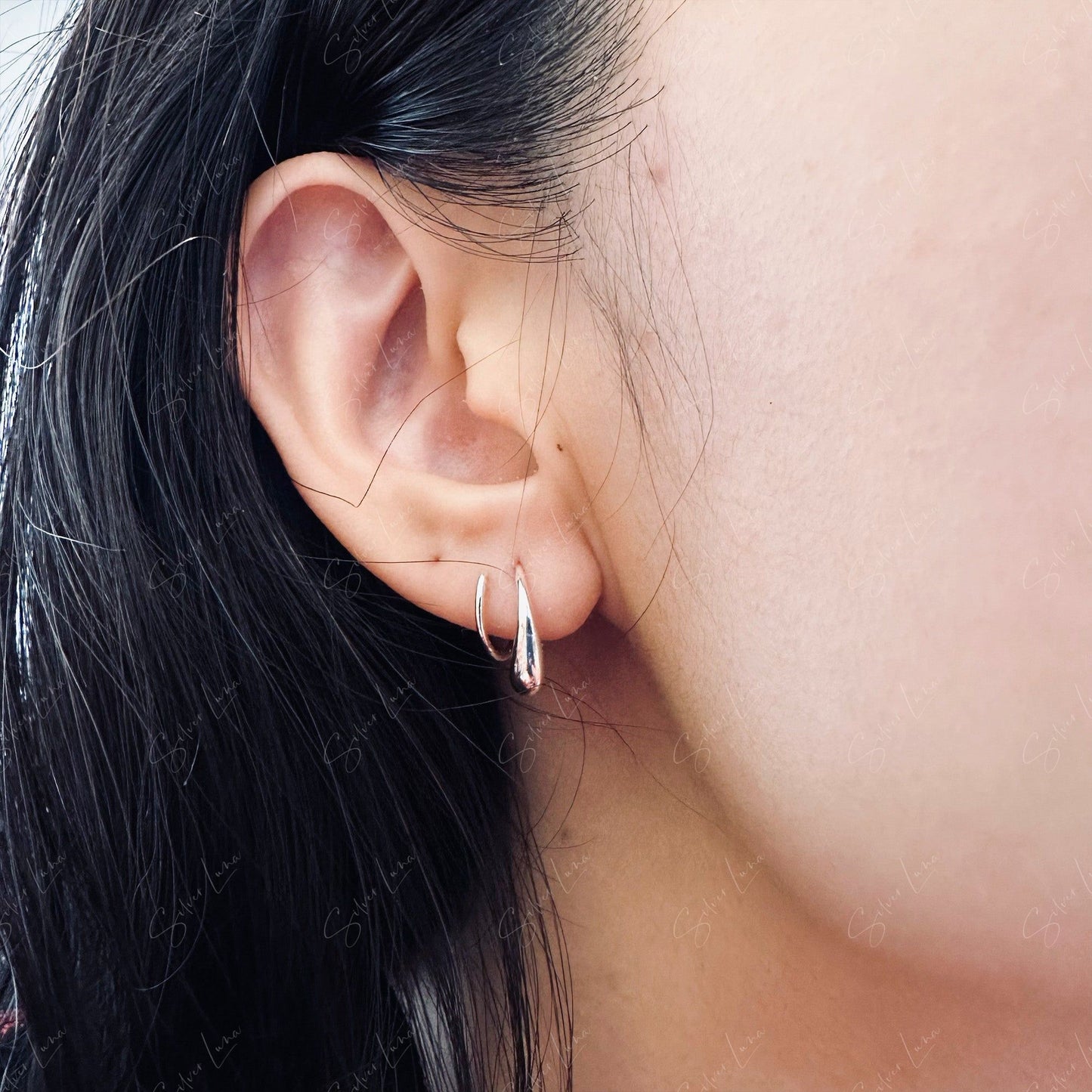 Minimalist spiral snake wrap sterling silver earrings