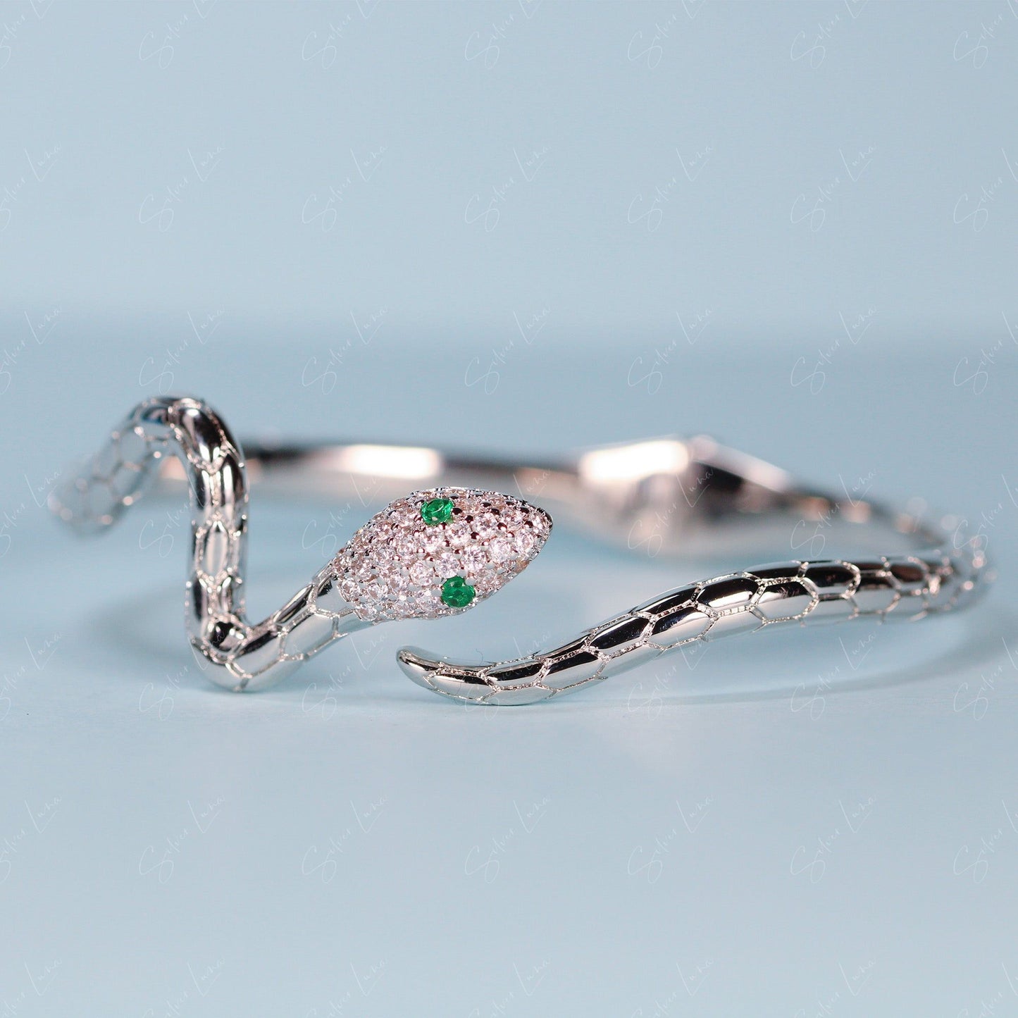 Bohemian snake wrap open bangle bracelet
