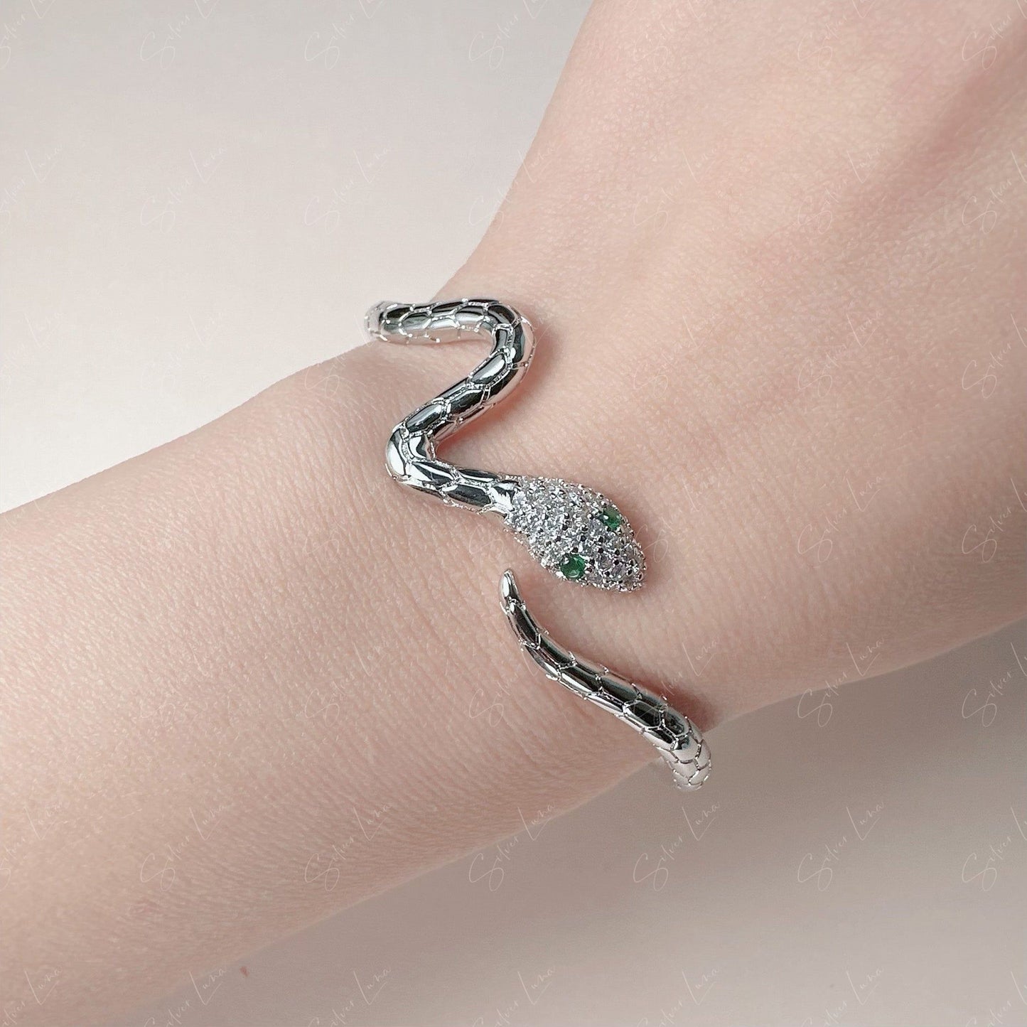 Bohemian snake wrap open bangle bracelet
