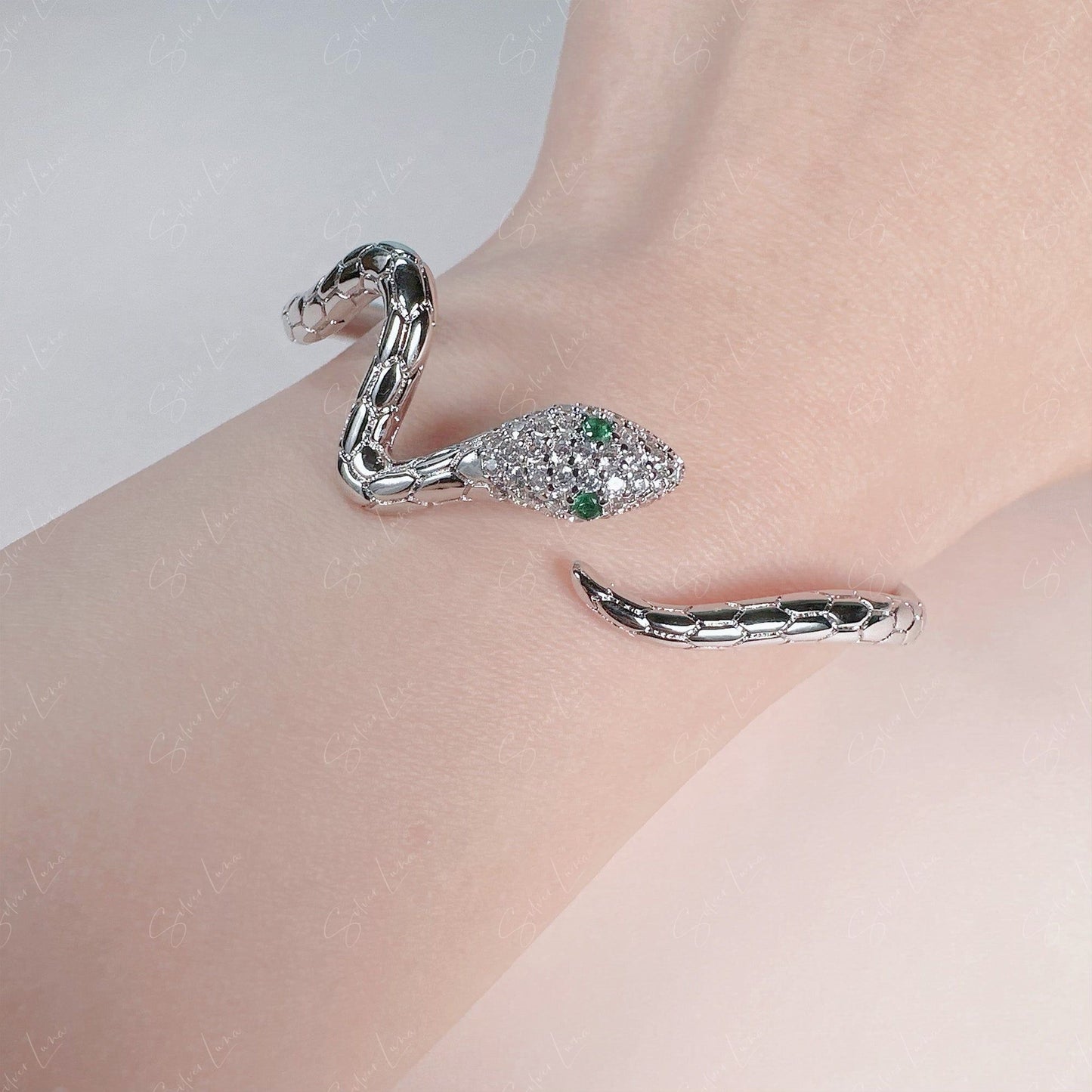 Bohemian snake wrap open bangle bracelet