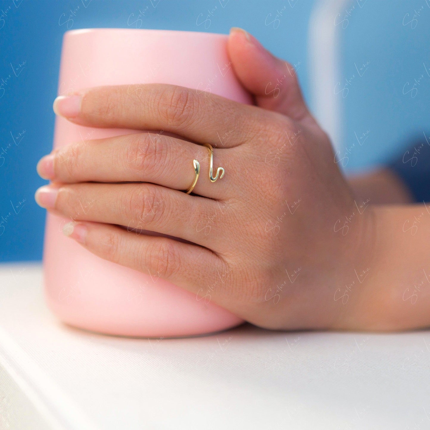 Dainty snake wrap adjustable sterling silver ring
