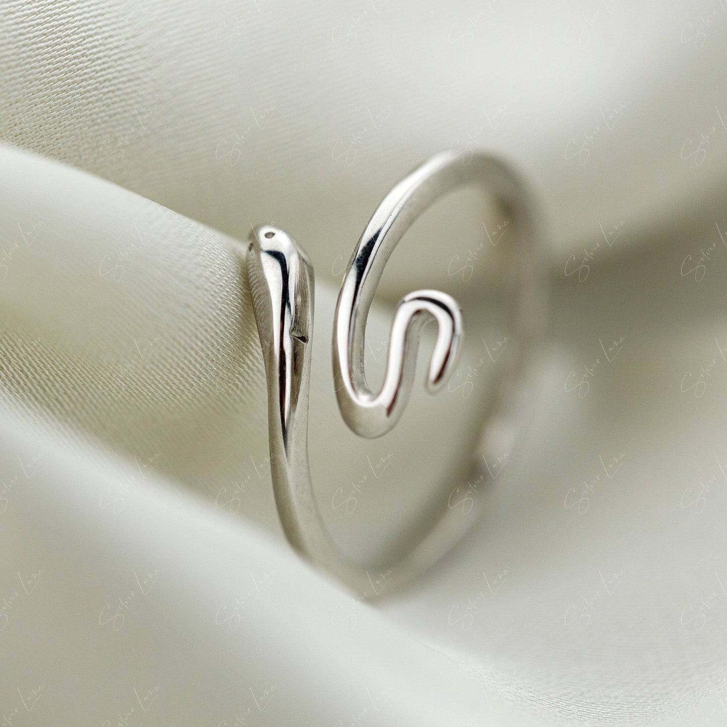Dainty snake wrap adjustable sterling silver ring