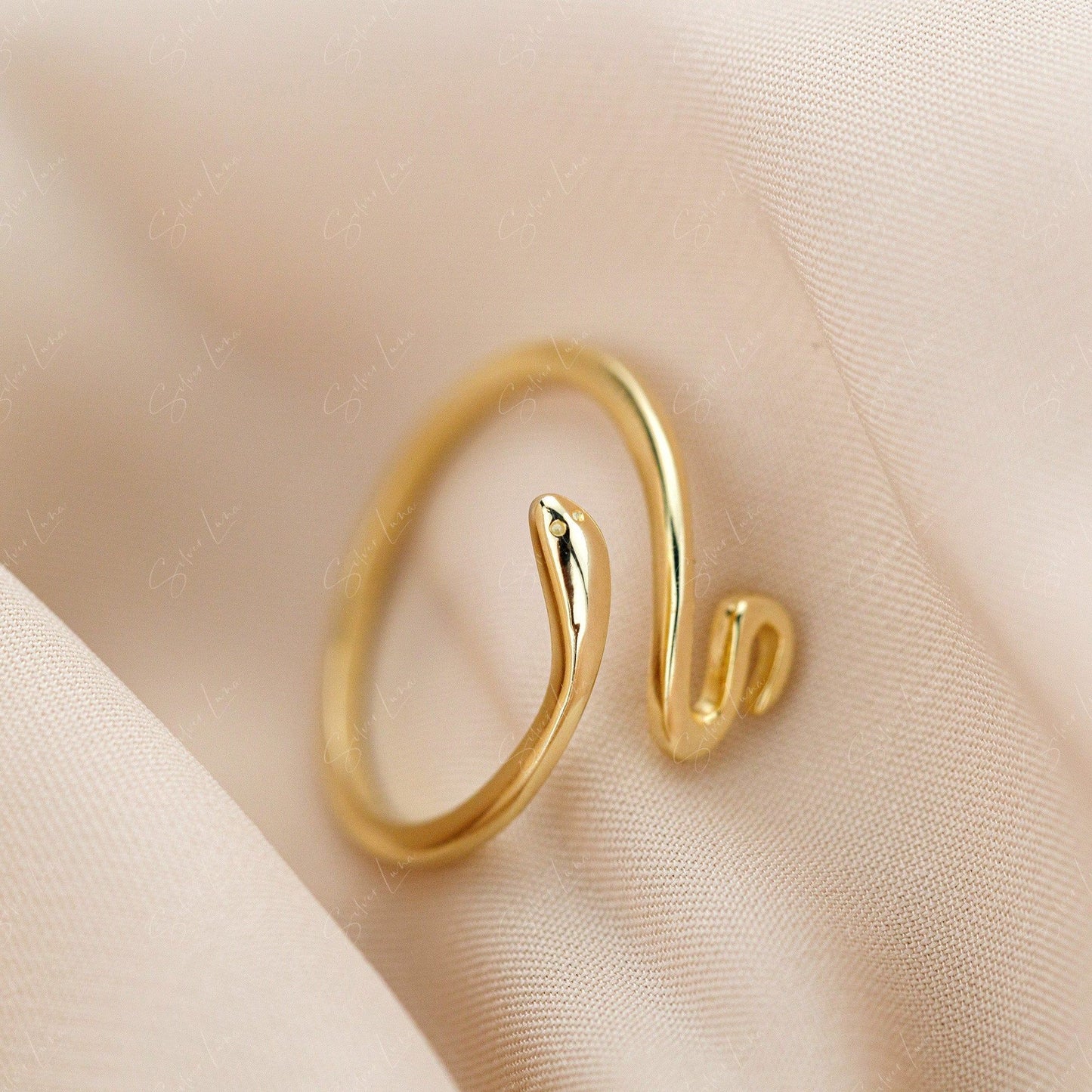 Dainty snake wrap adjustable sterling silver ring