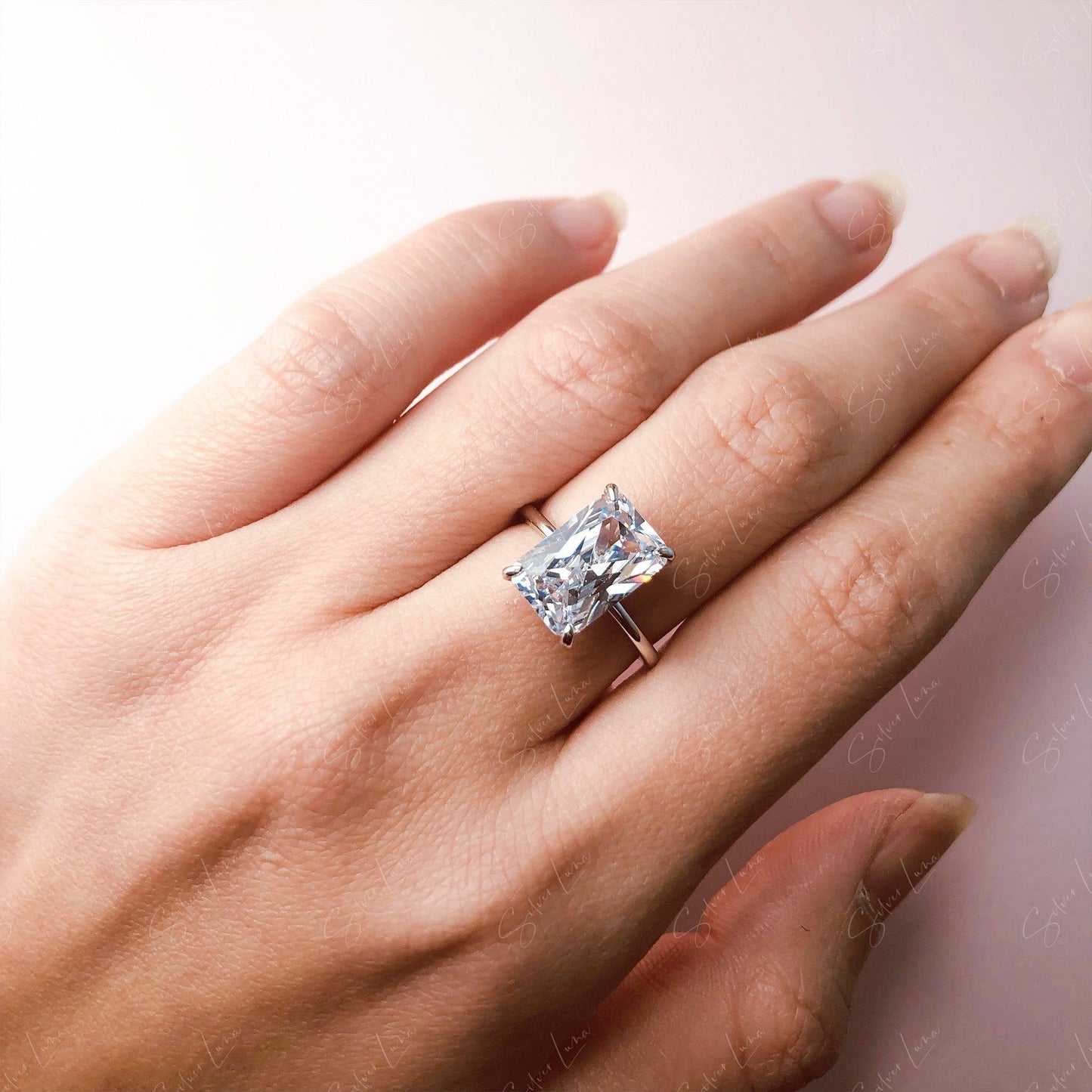 radiant cut cubic zirconia ring