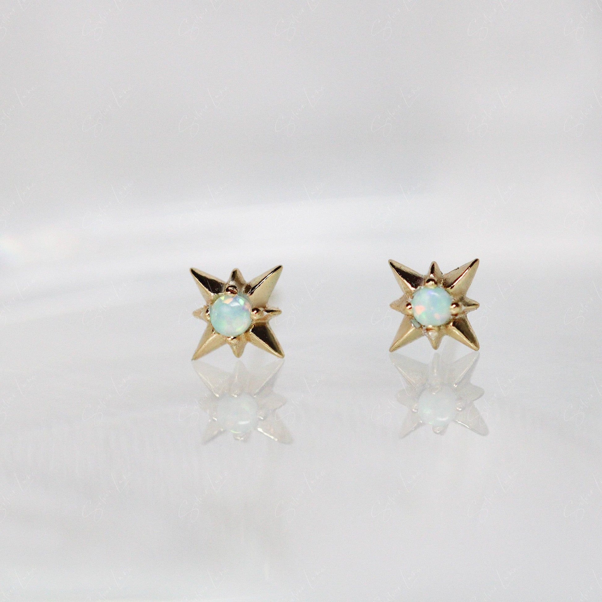 opal star stud earrings