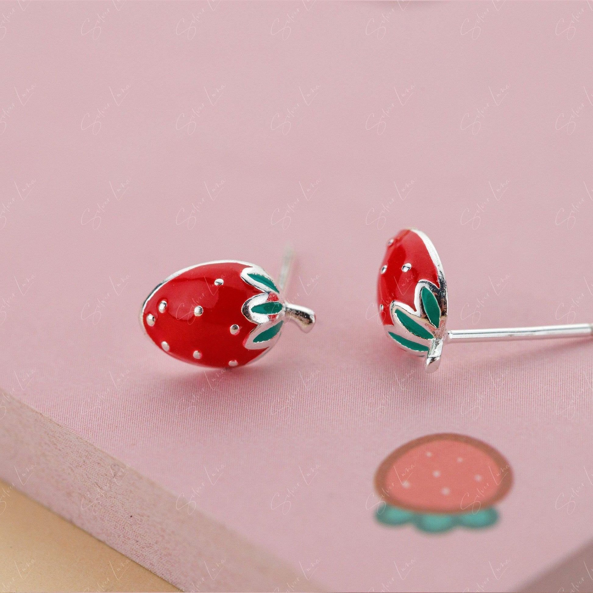 cute strawberry stud earrings