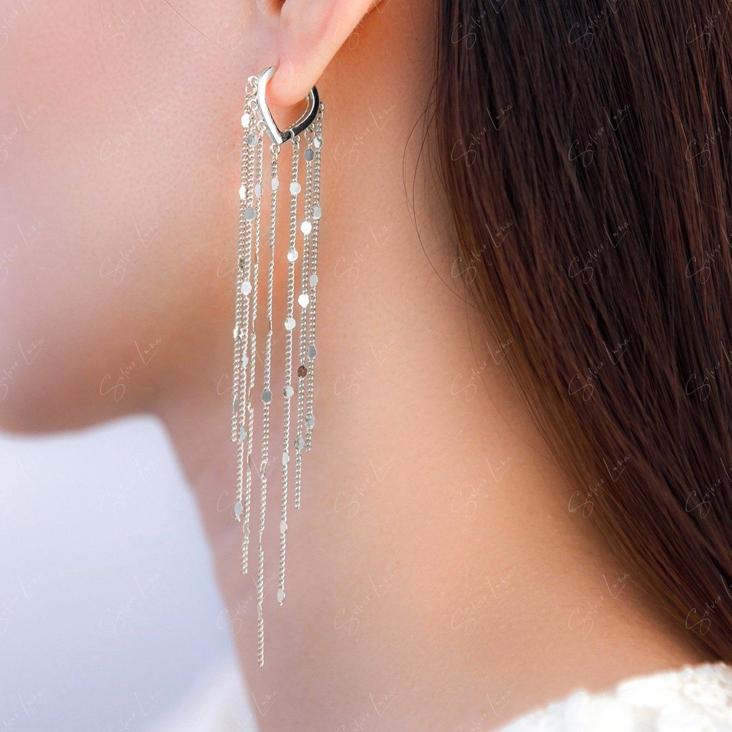 silver chain hoop earrings