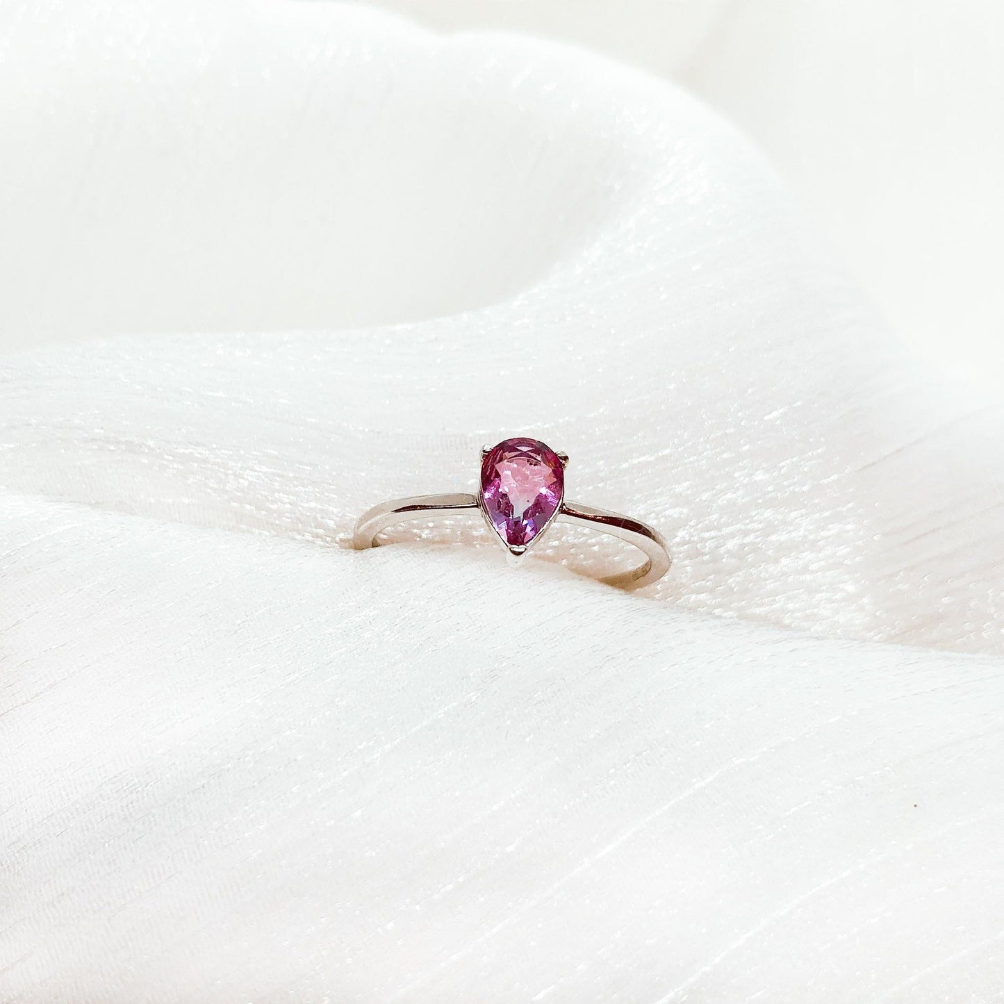 teardrop tourmaline silver ring