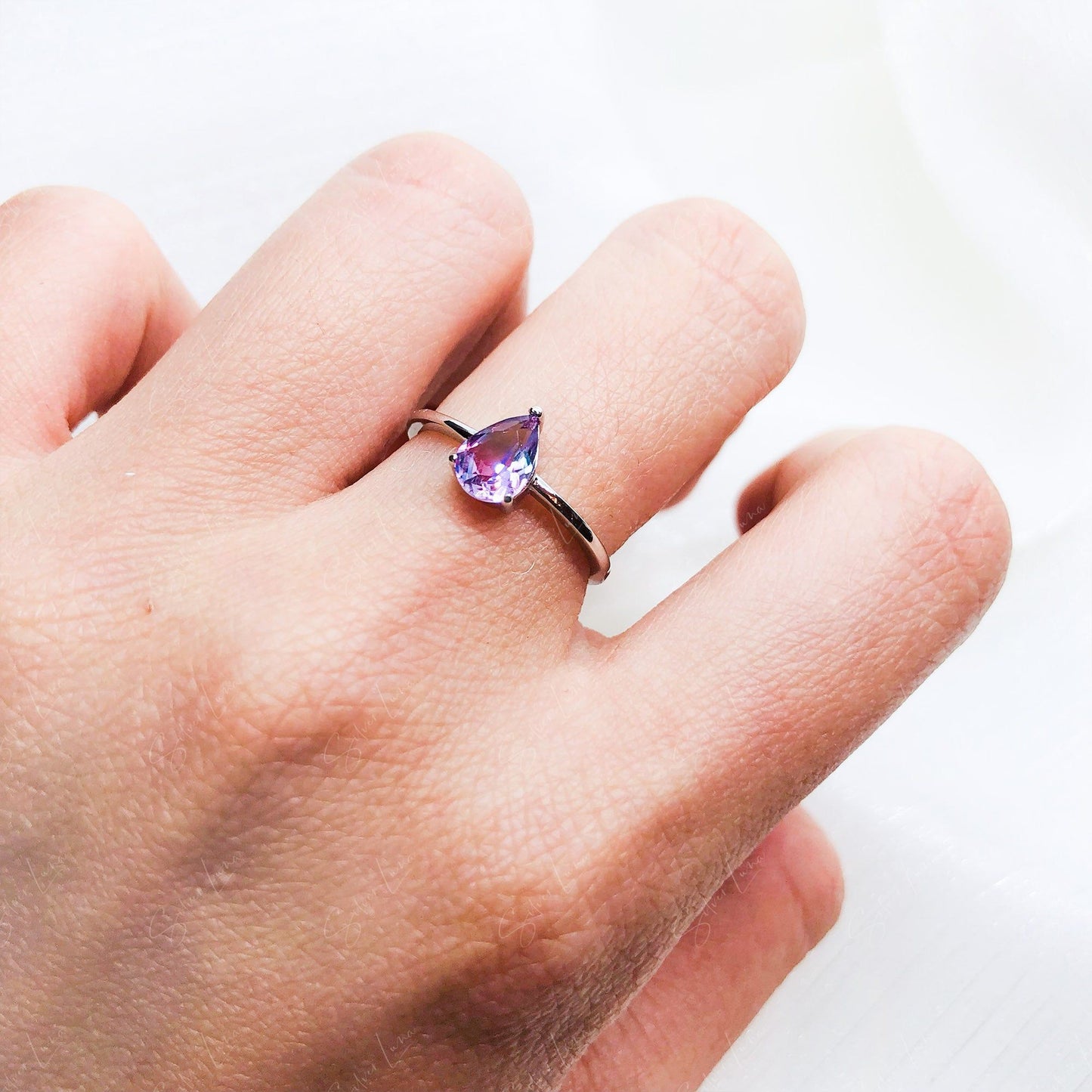 teardrop tourmaline silver ring