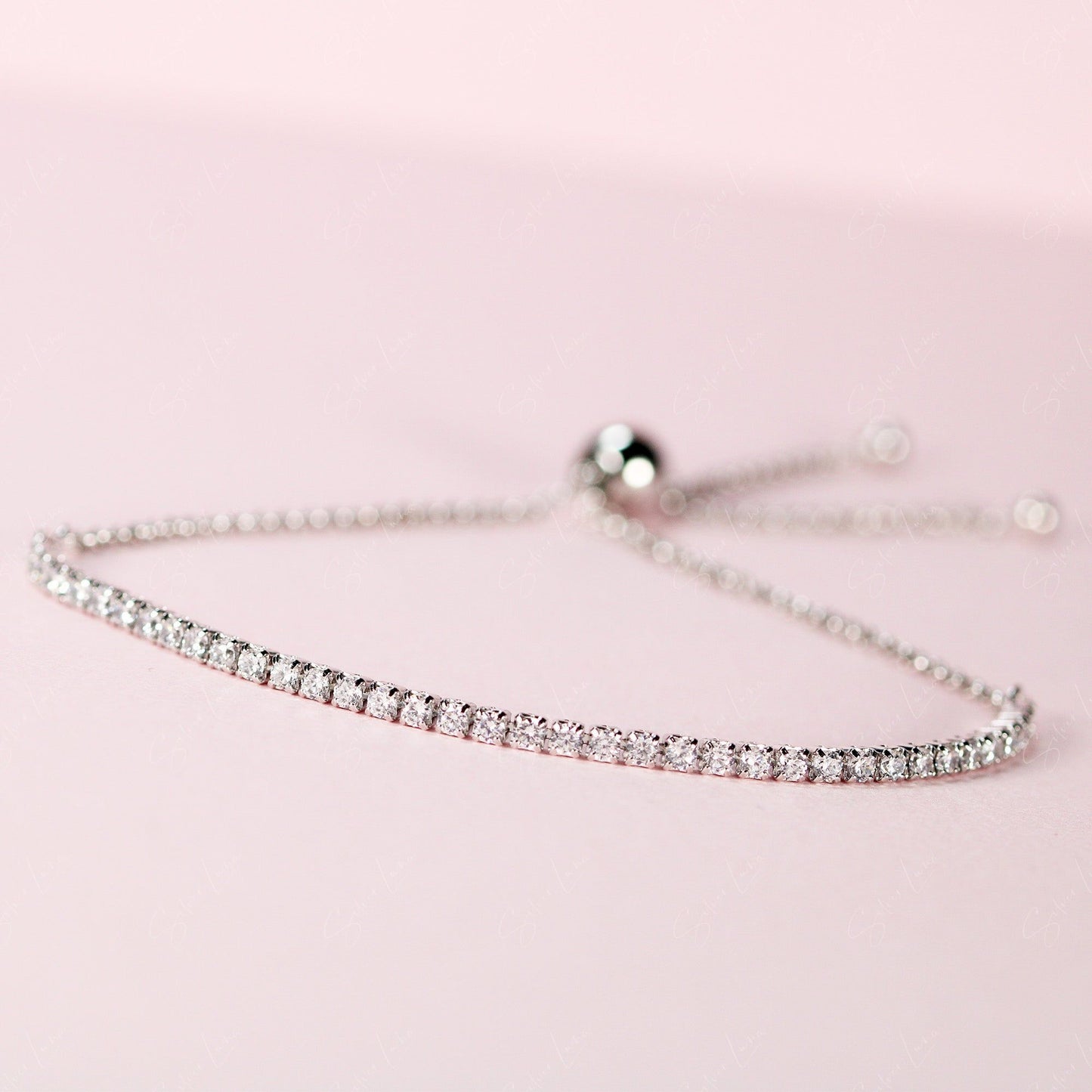 Simple cubic zirconia tennis sterling silver bracelet
