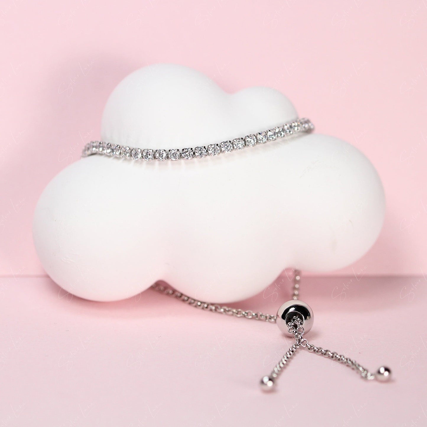 cubic zirconia silver tennis bracelet