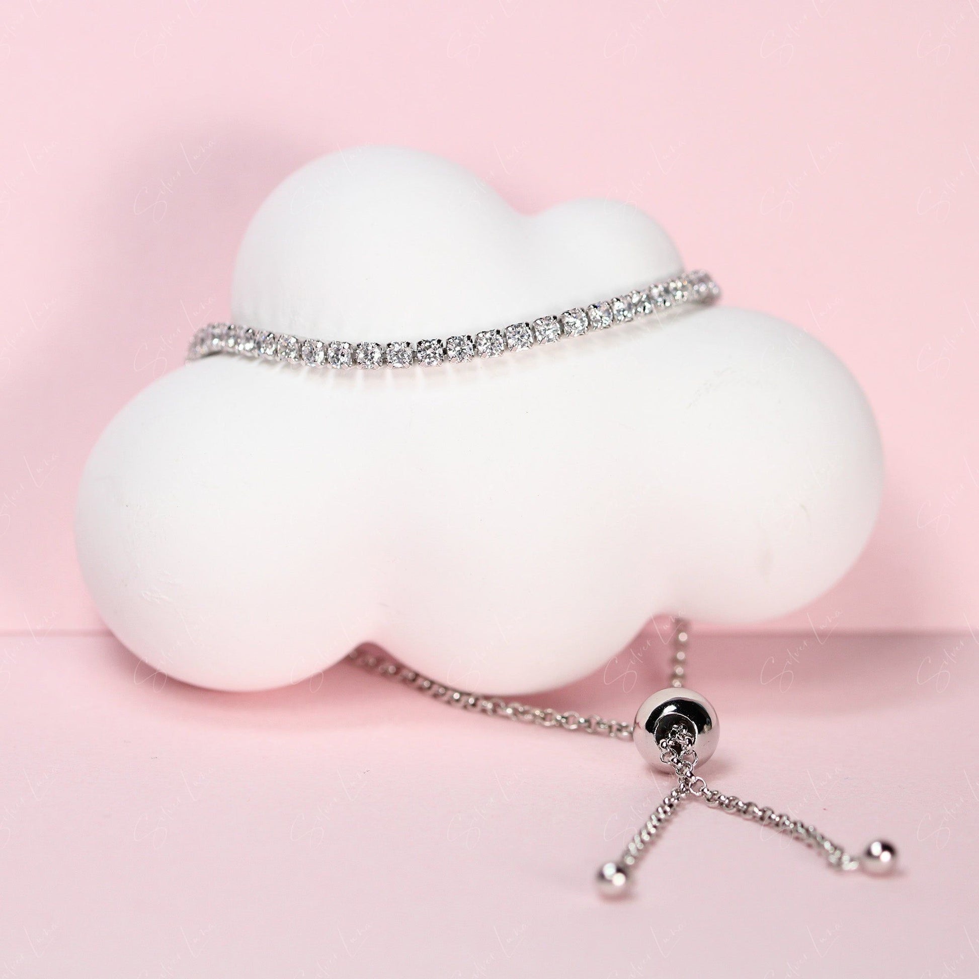 cubic zirconia silver tennis bracelet