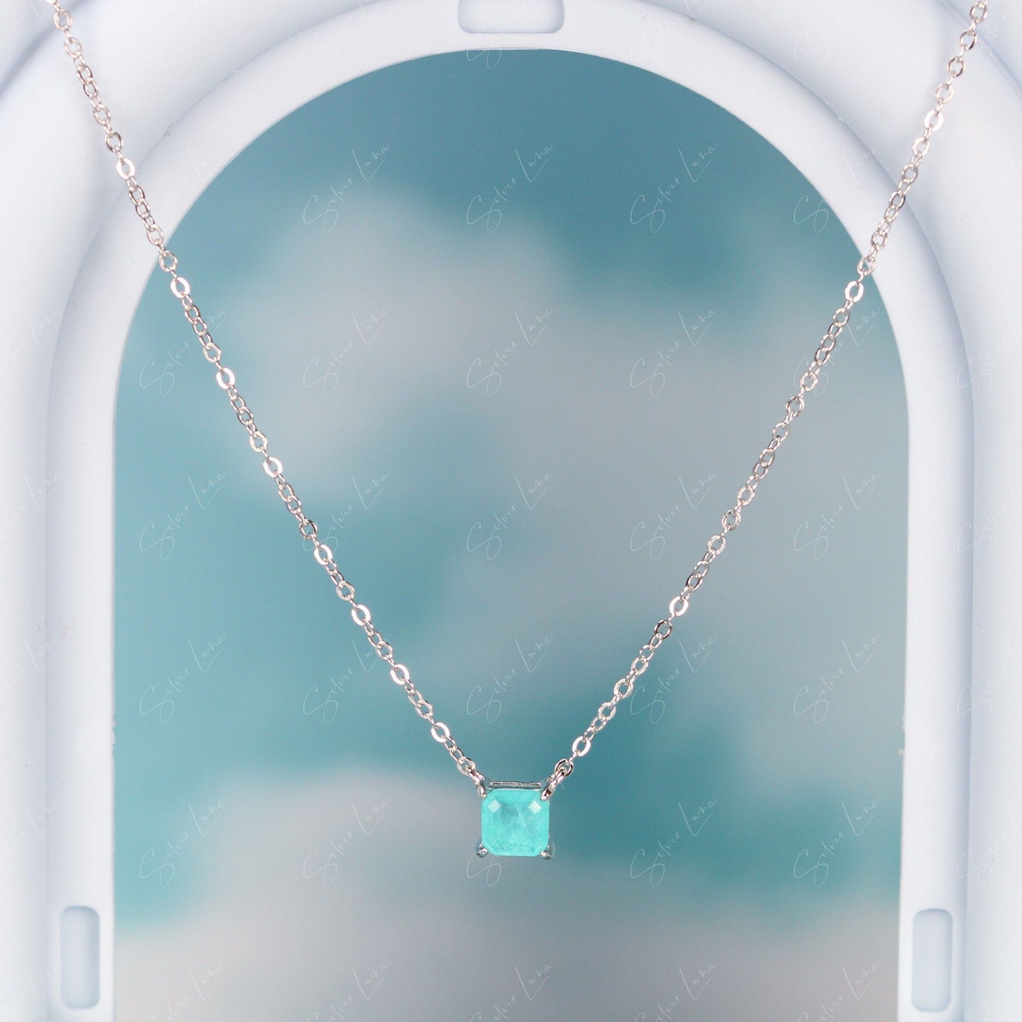 Simple tourmaline sterling silver pendant necklace