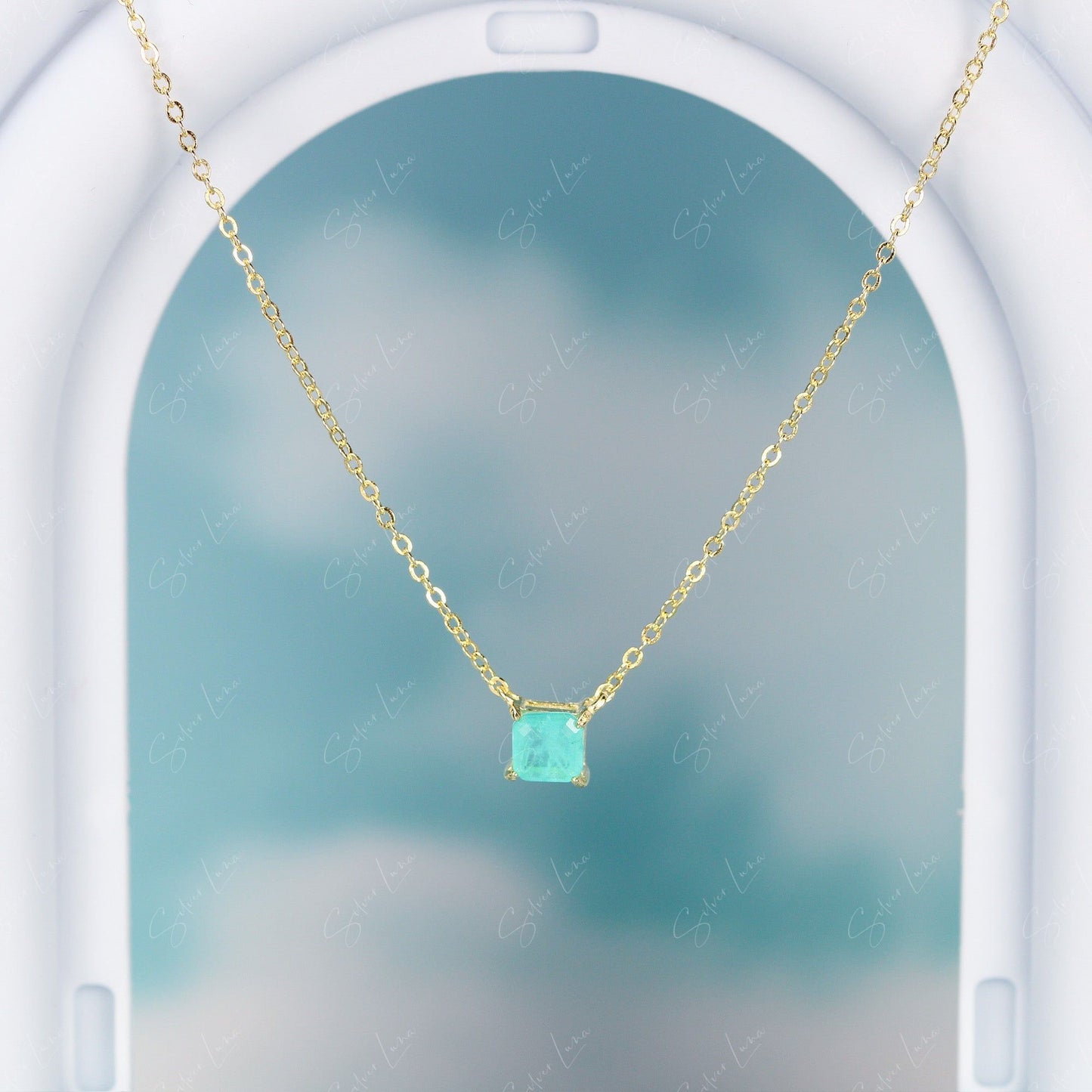 Simple tourmaline sterling silver pendant necklace