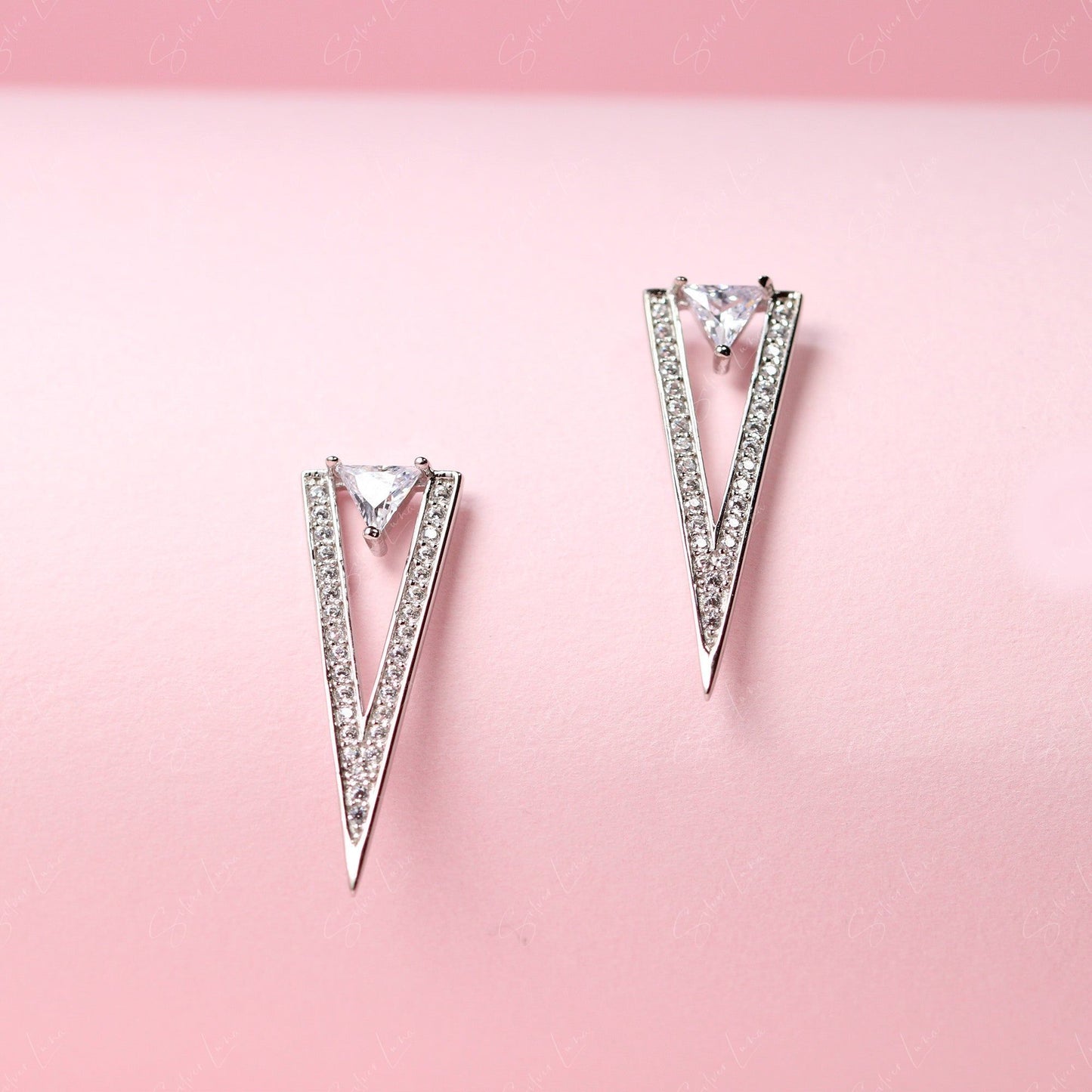 triangle cubic zirconia studs