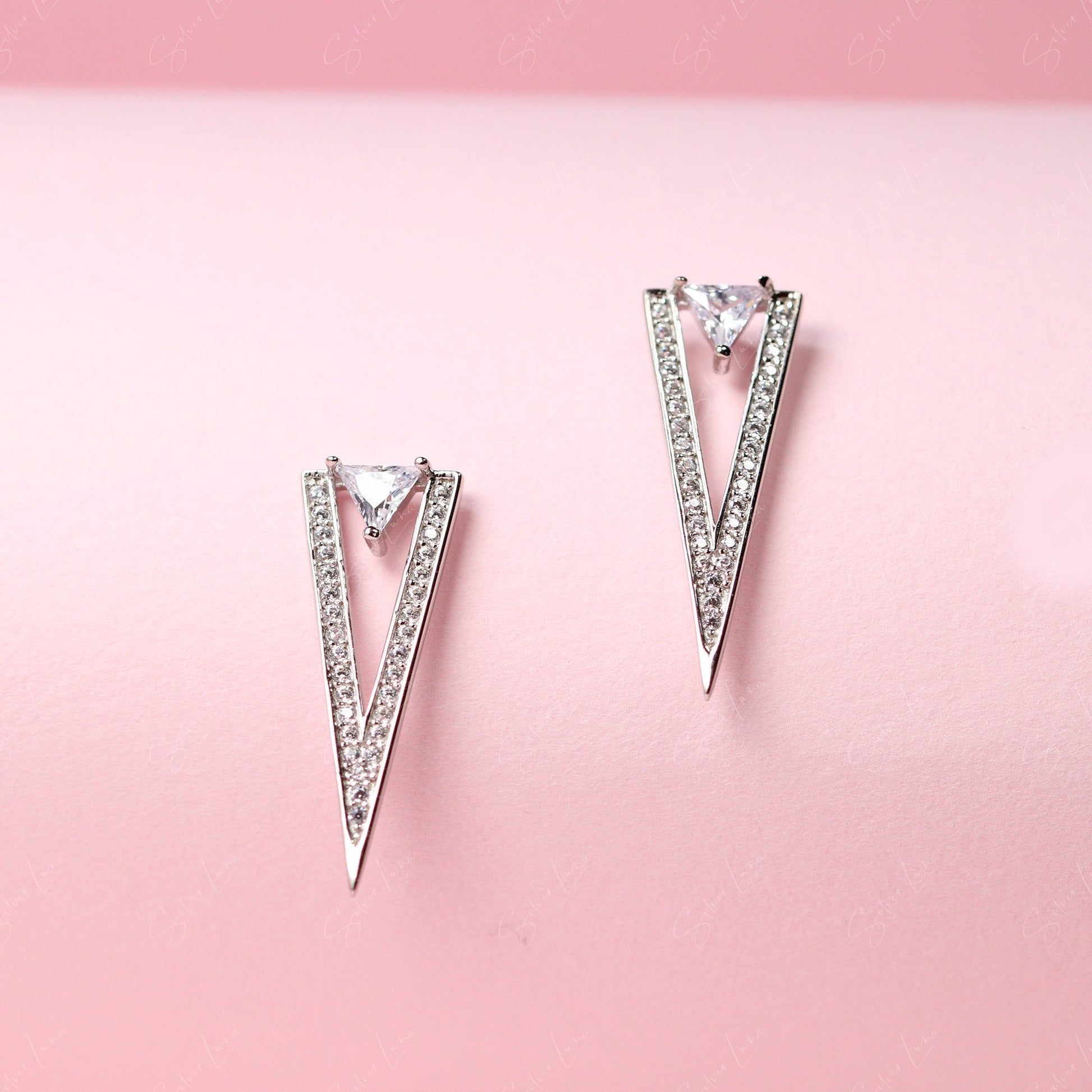 triangle cubic zirconia studs