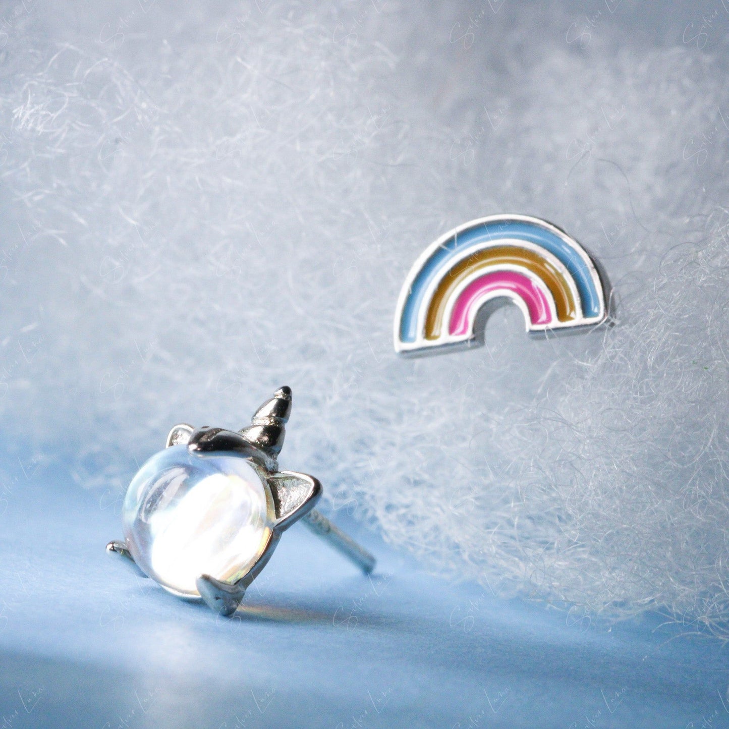 rainbow unicorn stud earrings