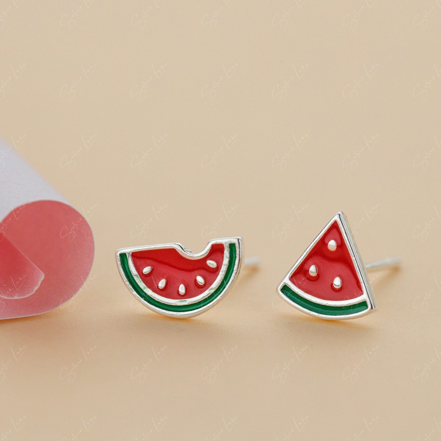 watermelon stud earrings