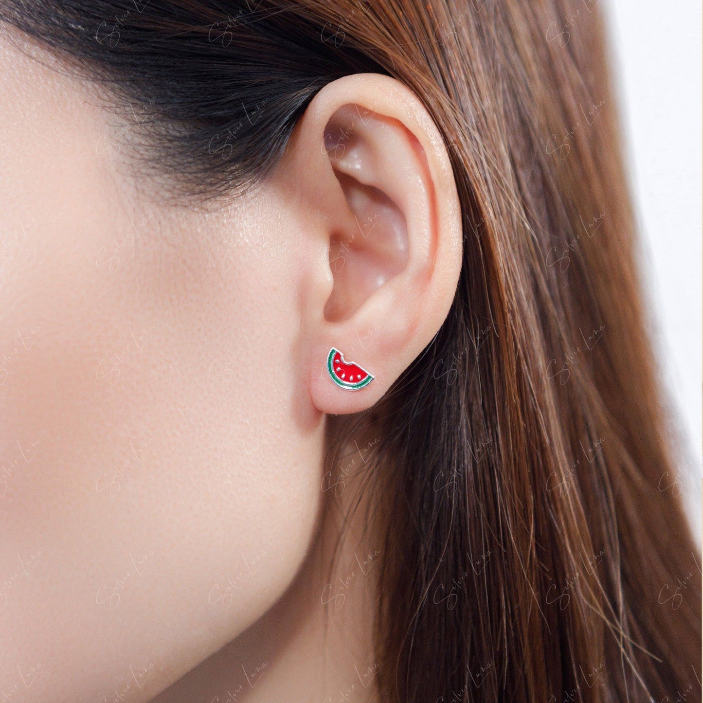 watermelon stud earrings